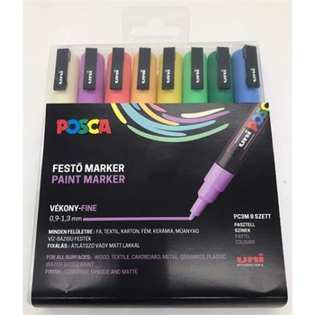 uni Декоративен маркер, 0, 9-1, 3 мм, UNI "Posca PC-3M", 8 различни пастелни цвята 2UPC3MPASTELL (2UPC3MPASZTELL)