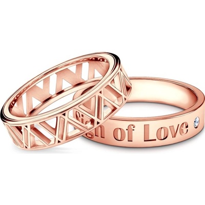 Savicki Partnerské prstene Sign of Love ružové zlato diamant plochý OP SAV1 R OP SAV2 D R