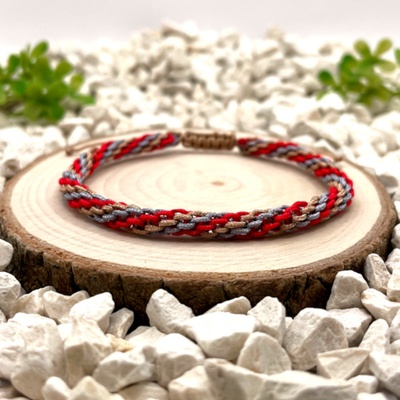 Certom Vícebarevný náramek přátelství - hnědá, červená, šedá 0242