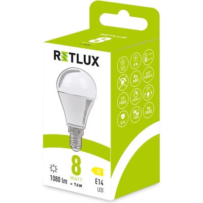 RETLUX RLL 636 G45 E14 miniG 8W CW D