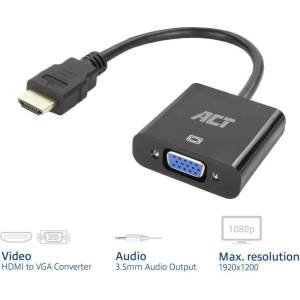 ACT AC7535 HDMI към VGA адаптер с аудио (0.25 м, 1080p) (AC7535)