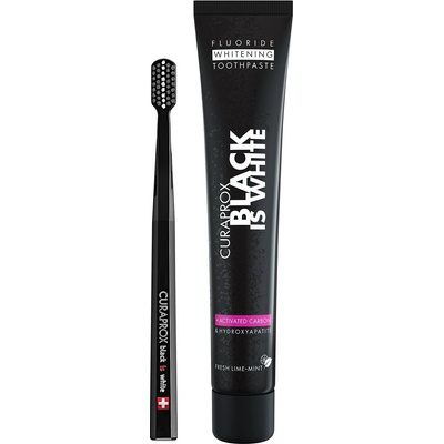 CURAPROX Комплект Black is White - Четка за зъби CS 5460 и Паста за зъби, 90 ml