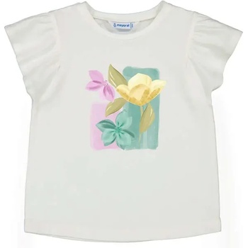 MAYORAL Тениска къс ръкав Бяла със синьо-зелени цветя за мини момиче Mayoral