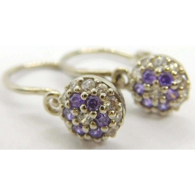 Klenoty Budín Dětské zlaté náušnice z bílého zlata se zirkony a ametysty 585/1,12gr 00736