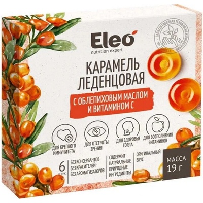 Eleo Karamelové cukríky s rakytníkovým olejom a vitamínom C 19 g