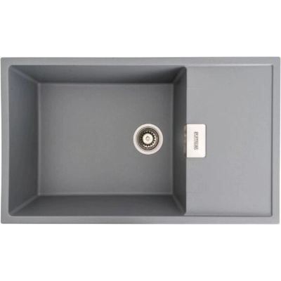 ELEFANT Гранитна кухненска мивка Diamond 8650 - сив металик, 856x500 мм, с едно корито и отцедник (DIAMOND 8650)