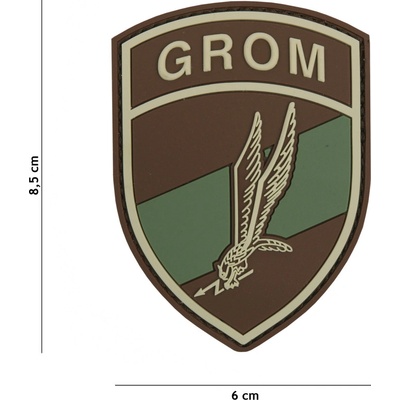 Gumová nášivka 101 Inc znak Grom - multicam
