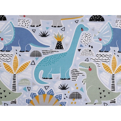 Bavlněná látka / plátno dinosaurus, střední, 1 (49) modrá světlá