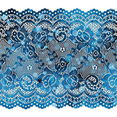 Takoy Elastická krajka 15 cm s potiskem modré 3D puntíky