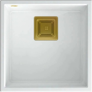 Quadron Композитна мивка за под плот Quadron Unique David 40 бяло - златисто 42x42 см (HQD4242U1-G1) Мивка за вграждане