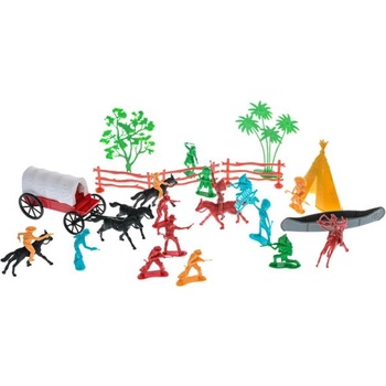 Mikro Комплект западни фигурки 31 бр. с карета и аксесоари