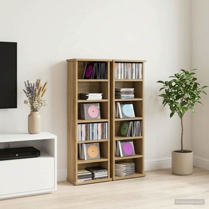 vidaXL Кабинет за CD 2 бр. Дъб артизан 60 x 17 x 92 см (8012761)