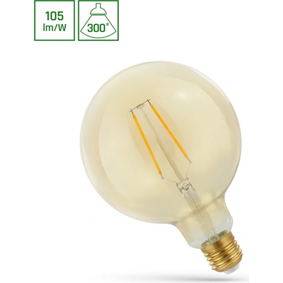 Spectrum LED Retro LED žiarovka, E27, G125, 2W 250lm, jantárové sklo, 2400K [WOJ+14078]