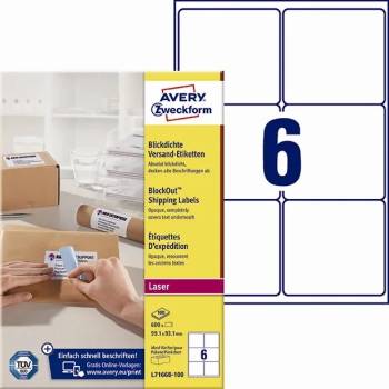 AVERY Етикети за адрес на Avery 99, 1 x 93, 1 mm BlockOut mm, 600 бр (L7166B-100)