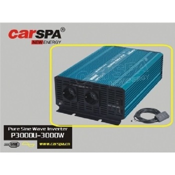 Carspa P3000U-122 12V/230V+USB 3000W, čistá sinusovka