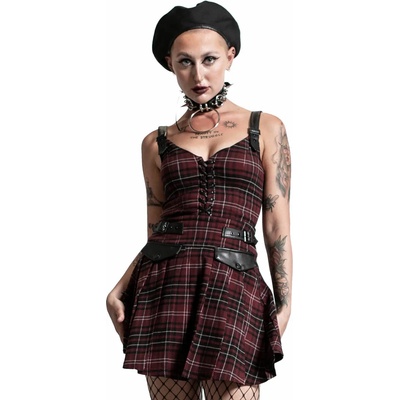 KILLSTAR Дамска рокля KILLSTAR - Distortion Pleated - BLOOD TARTAN - KSRA003963