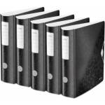 Leitz quality folder 180° Active WOW, pack of 5, A4, wide, rounded spine, 8.2 cm wide, elastic band closure, light polyfoam, plastic folder, WOW series, black, 11060095 - 11060095-5
