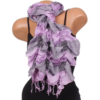 Моден дамски шал в лилаво и черно