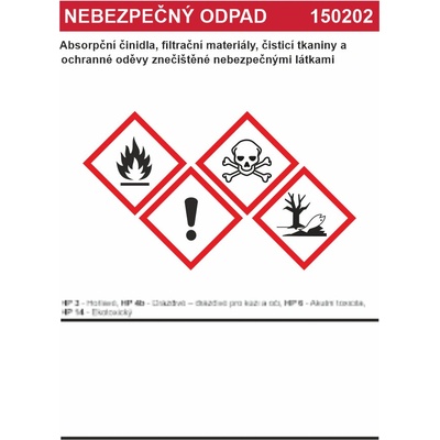 Nebezpečný odpad 150202 Absorpční činidla, ... samolepící vinylová fólie A5 (210 x 148 mm) – Zboží Mobilmania