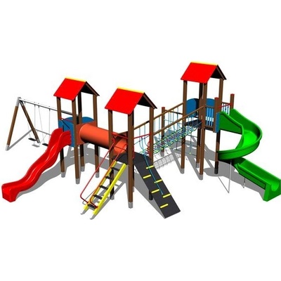Playground System zostava so šmýkačkou, tobogánom a dvojhojdačkou 4U315K