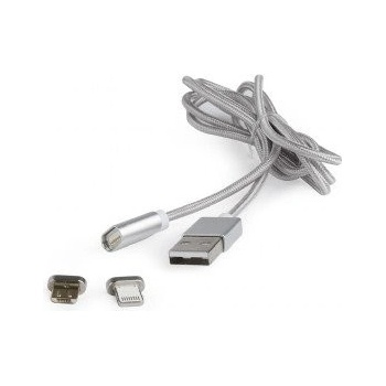 Magnetic CC-USB2-AMLM3-1M USB charging combo, 1m, stříbrný