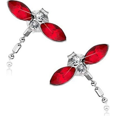 Šperky eshop vážky červená křídla krystalky Swarovski visící ocas I27.21