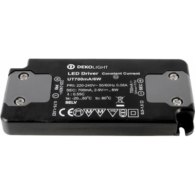 Dekolight KapegoLED napájení Flat trafo 700mA 6W konstantní proud 700 mA IP20 2-9V DC 6,00 W 862048