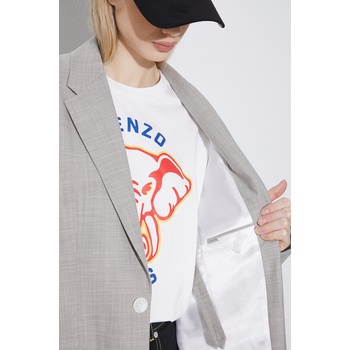 Kenzo Вълнено сако Kenzo Solid Kimono Blazer в сиво с едно копче с изчистен дизайн FE52VE2469RB. 96 (FE52VE2469RB.96)