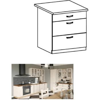 Долен шкаф с чекмеджета Royal D80S3 бяло и северен бор