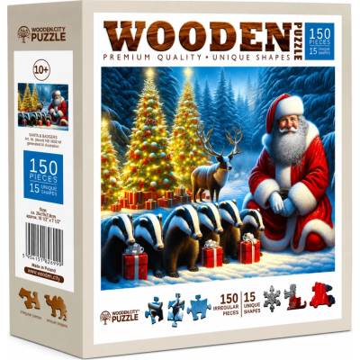 WOODEN CITY Dřevěné Santa a jezevci 150 dílků