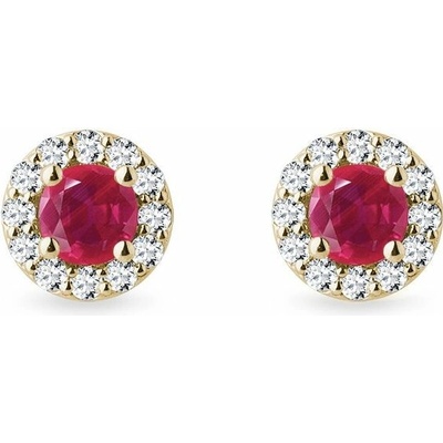 Klenota rubínové zlaté náušnice s diamantmi E0281703