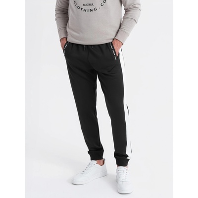 Ombre Clothing Мъжки спортни панталони с контрастни кантове - черни Ombre Clothing | Cheren | МЪЖЕ | 34/32