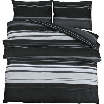 Комплект спално бельо, черно и бяло, 240x220 см, памук