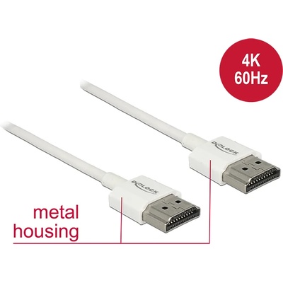 Delock HDMI кабел с Ethernet - Щепсел за HDMI-A конектор Щепсел за HDMI-A конектор, 3D, 4K, 0, 25 м, тънък