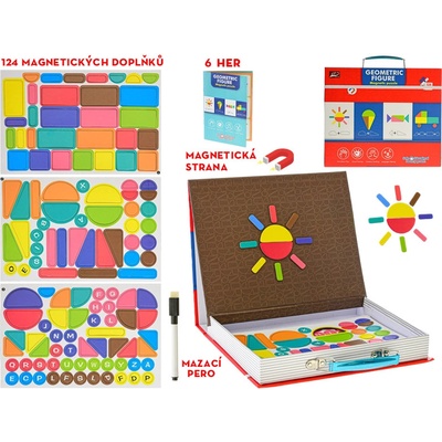 Magnetická tabulka kufřík Geometrické tvary 124 dílků