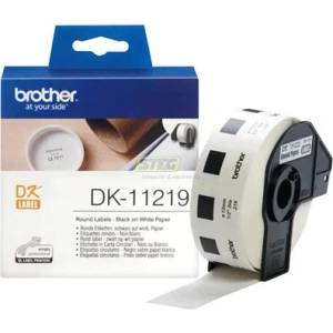 Brother DK-11219 Round Paper 1/2" label 12mm x 12mm x 1200 (Black on White) (DK11219)