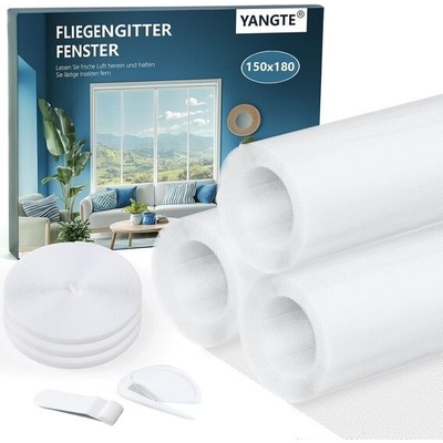 YANGTE Moskytiéra se suchým zipem do oken - 150 x 180 cm bílá 3 ks