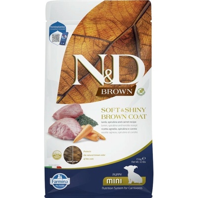 N&D Brown Puppy Mini Grain Free Lamb Spirulina & Carrot 1,5 kg