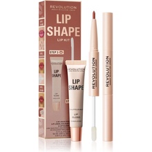 Makeup Revolution Lip Shape Kit Chauffeur Nude kontúrovacia ceruzka na pery 2 v 1 0,2g+1,5 ml + Chauffeur Nude žiarivý lesk na pery 9 ml