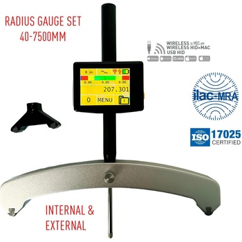 MIROTECH Компютъризиран радиусомер за външно и вътрешно измерване със сменяеми наковални за различен диапазон и с безжичен и USB трансфер на данни Microtech Computerized Set, Wireless+USB, 1250515007, 40-7500 mm, 0.001 mm, 0.4-1 %, 40, 200 mm (1250515007)