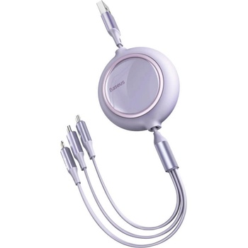 Baseus Универсален USB кабел с Lightning, microUSB и USB-C конектори (120 см) - Baseus Bright Mirror 3-in-1 Retractable USB Cable 3.5A (CAMLT-MJ05) (лилав) (CAMLT-MJ05)