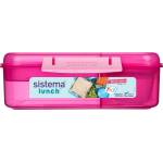 Holmes Products (Europe) Limited Кутия за бенто за обяд Sistema Divided Lunch с контейнер за кисело мляко и 2 тави 1.65 л, розова