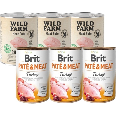 Brit Paté & Meat Turkey 3 x 800 g Wild Farm Pate Chicken 3 x 800 g