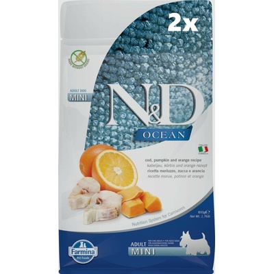 N&D Ocean Dog Adult Mini Grain Free Codfish & Pumpkin & Orange 2 x 0,8 kg