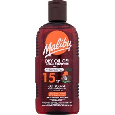 Malibu Dry Oil Gel With Beta Carotene and Coconut Oil SPF15 водоустойчив маслен слънцезащитен гел 200 ml