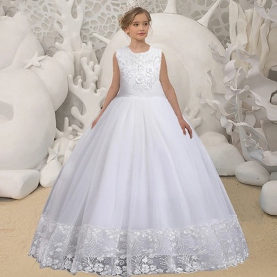 Dívčí společenské šaty s krajkou Sandra bílá – Zboží Mobilmania