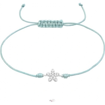 Prosperk Dětský světle modrý náramek stříbrný květ S2783
