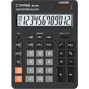 CTIFREE SDC-444S черен калкулатор, 155x205mm, 12 цифри, двойно захранване, 2 години гаранция (SDC-444S) Калкулатори