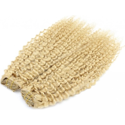 Kučeravý Clip in maxi set 53cm pravé ľudské vlasy REMY 200g NAJSVETLEJŠIA BLOND