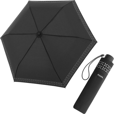 Doppler Fiber Havanna Safety Cross čierna - dámsky ultraľahký mini dáždnik